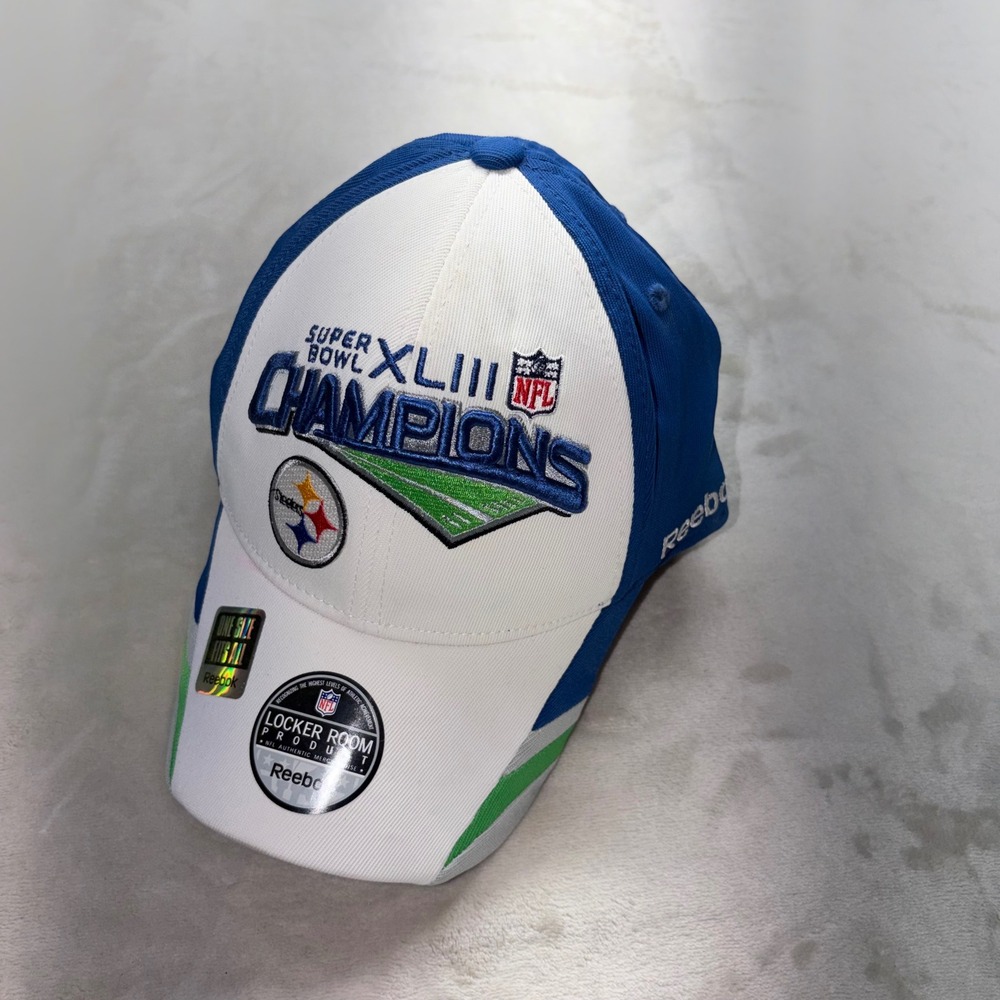 Reebok Pittsburgh Steelers Super Bowl XLIII Champions Hat NFL Locker Room Blue